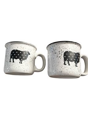 3 Clay Art Mugs Poka Dot Cows EWE CRAZY 13 oz